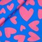 Preview: Baumwolle Popeline - Big Hearts - blau/pink