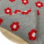 Preview: B-WARE !!! - Strickstoff - Blumen - grau/rot