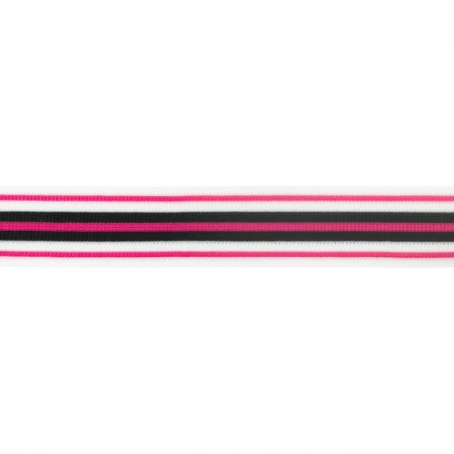 Stripes - unelastisch - 3 cm - weiß/pink/schwarz