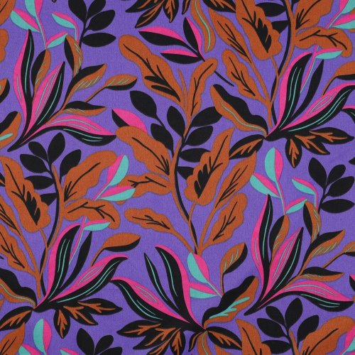 Baumwoll Satin - Lush Leaves - purple - Nerida Hansen