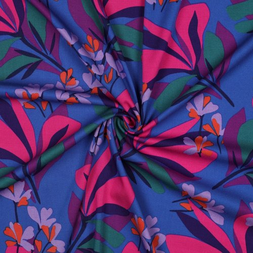 Viskose Stretch - Spring Garden - royal blue/magenta - Nerida Hansen