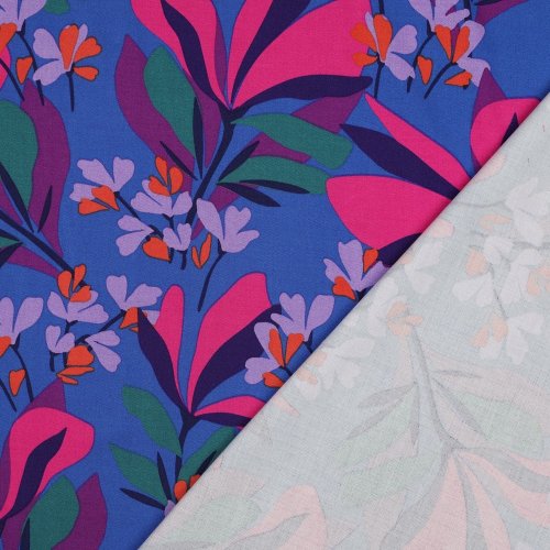 Viskose Stretch - Spring Garden - royal blue/magenta - Nerida Hansen