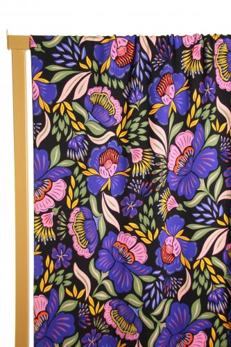 Viskose - Bright Purple Flowers - black - Atelier Jupe