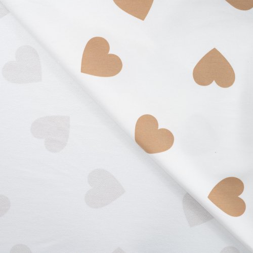 French Terry - Stuffed Hearts - white/camel