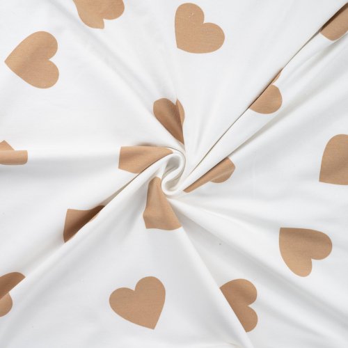 French Terry - Stuffed Hearts - white/camel