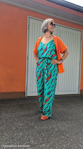 Viskose - Tigerstreifen - orange/lila/ aqua - Love Collection - Swafing by Kibadoo