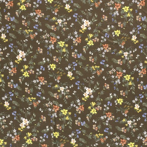 Viskosejersey - Kirsa Flowers - khaki