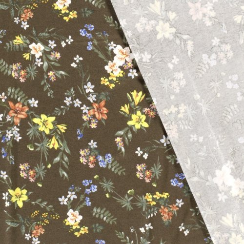 Viskosejersey - Kirsa Flowers - khaki