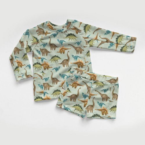 Badestoff Jersey - Dinosaur - mint