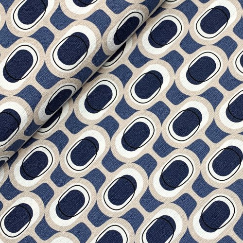 Baumwolle - Barcloth - Orbs - blue - Modern Retro - Cloud9 Fabrics