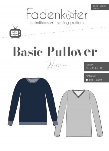 Papierschnittmuster - Basic Pullover - Herren - Fadenkäfer
