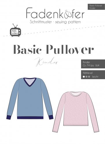 Papierschnittmuster - Basic Pullover - Kinder - Fadenkäfer