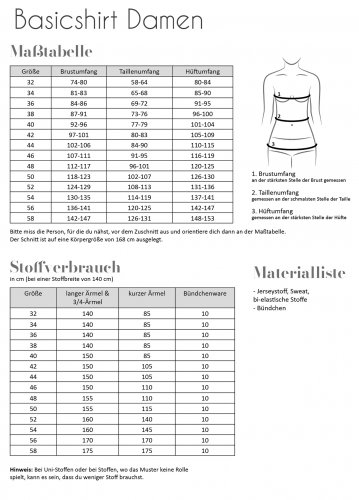 Papierschnittmuster - Basicshirt - Damen - Fadenkäfer