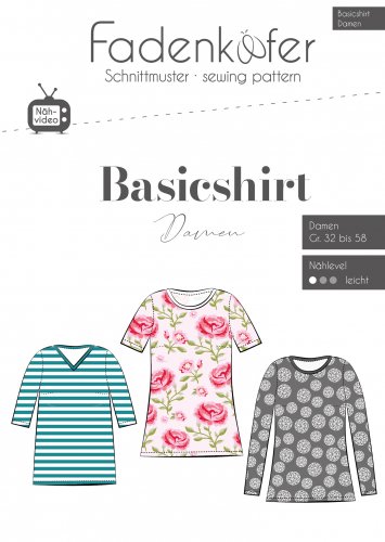 Papierschnittmuster - Basicshirt - Damen - Fadenkäfer