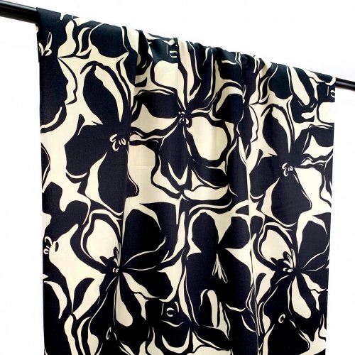 Baumwoll Satin - Noori Flowers - black