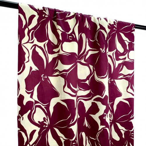 Baumwoll Satin - Noori Flowers - bordeaux