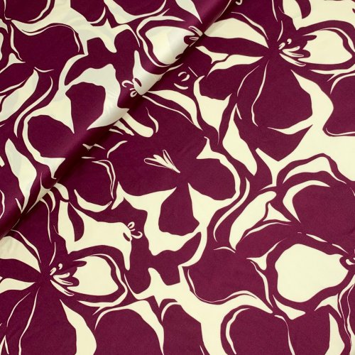 Baumwoll Satin - Noori Flowers - bordeaux