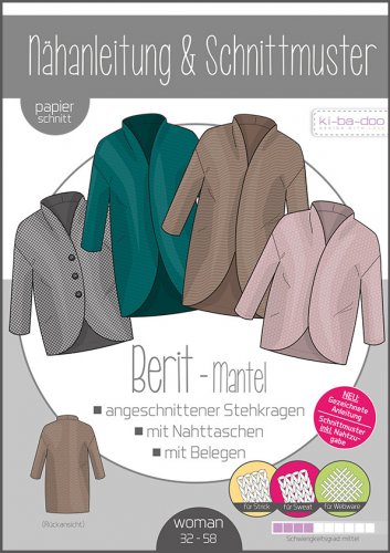 Papierschnittmuster - Berit Mantel - Damen - Kibadoo