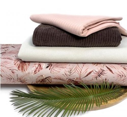 Bio Sommer French Terry - Jungle Leaves - beige terra