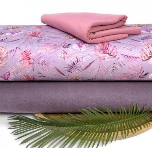 Bio Sommer French Terry - Jungle Leaves - mauve