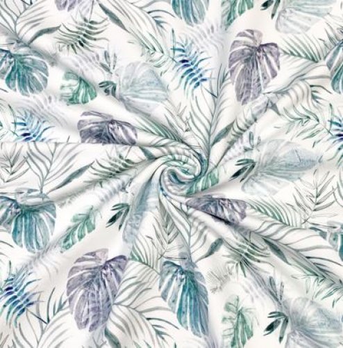 Bio Sommer French Terry - Jungle Leaves - white