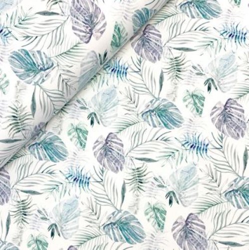 Bio Sommer French Terry - Jungle Leaves - white