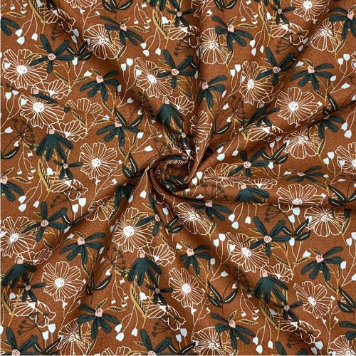 Baumwolle - Blooms - umber - Wallflower - Cotton and Steel