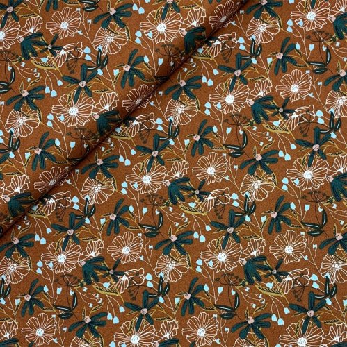 Baumwolle - Blooms - umber - Wallflower - Cotton and Steel