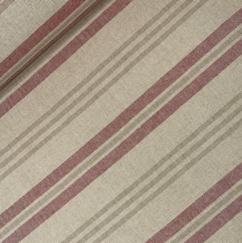 Canvas Leinenlook - Riviera Stripe - cherry