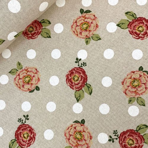 Canvas Leinenlook - Rose Dots Ornamental