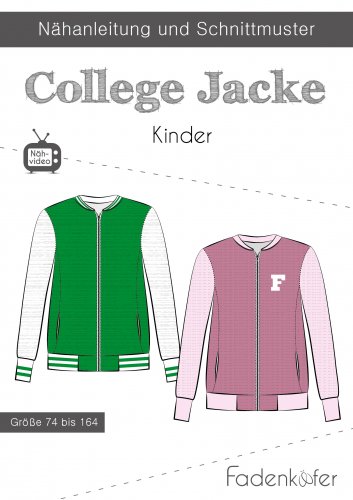 Papierschnittmuster - College Jacke - Kinder - Fadenkäfer