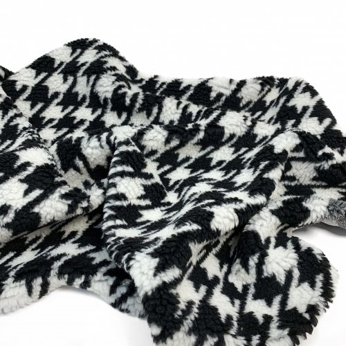 Mantelstoff - Curly Lamb - Houndstooth - ecru