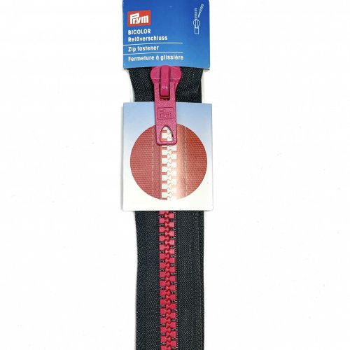 Reißverschluss - teilbar - 60cm - Bicolor - graphit/pink - Prym