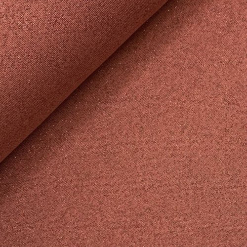 French Terry - brushed - terra mit kupfer Glitzer