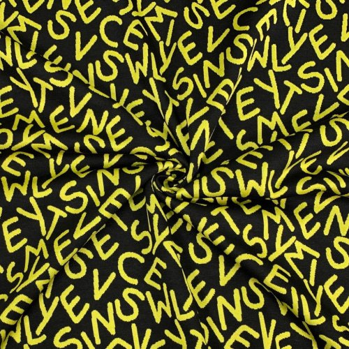 Viskose Jacquard Jersey - Freddy Letters - lime black