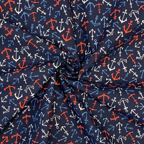 Baumwolle - Anchors - navy