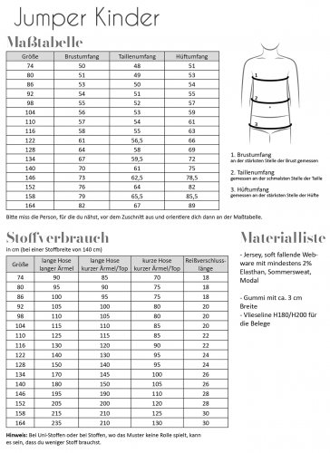 Papierschnittmuster - Jumper - Kinder - Fadenkäfer