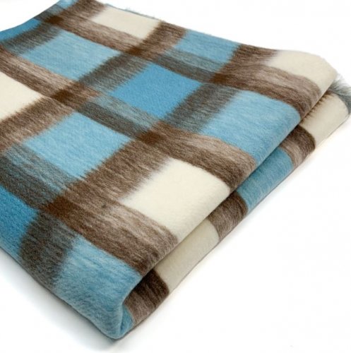 Mantelstoff - Short Pile Lamb - aqua/brown