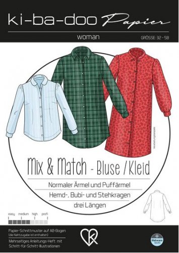 Papierschnittmuster - Mix & Match - Bluse/Kleid - Damen - Kibadoo