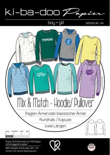 Papierschnittmuster - Mix&Match Hoodie - Kinder- Kibadoo