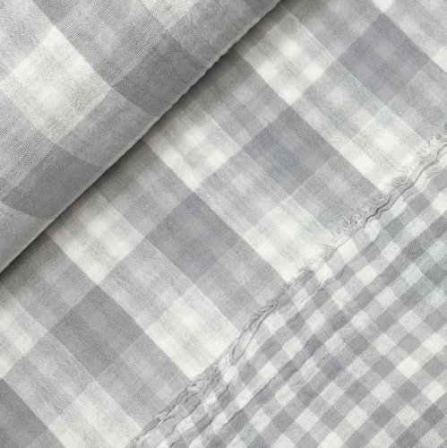 Musselin - Checks - Double Sided - grey