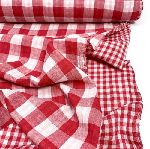 Musselin - Checks - Double Sided - red