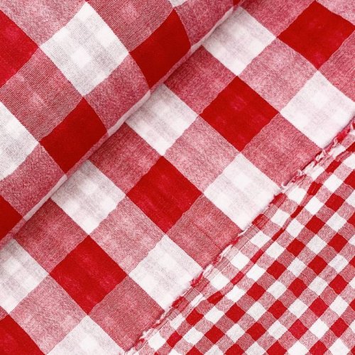 Musselin - Checks - Double Sided - red