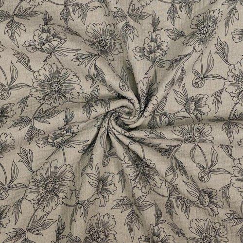 Musselin - Flower Delia - beige