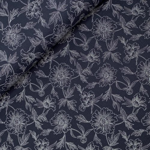 Musselin - Flower Delia - navy