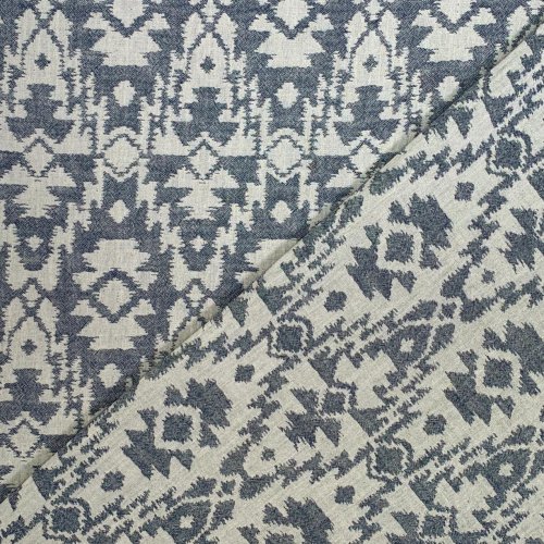 Musselin Jacquard - Aztec - navy/ecru