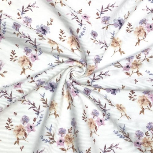 Strickjersey - Ottoman - Flowers - lilac