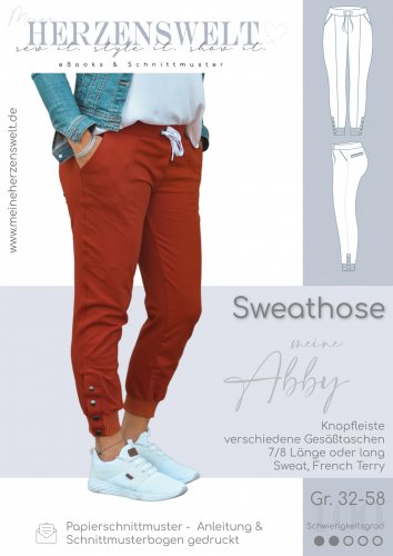 Papierschnittmuster - Abby Sweathose - Damen - Herzenswelt