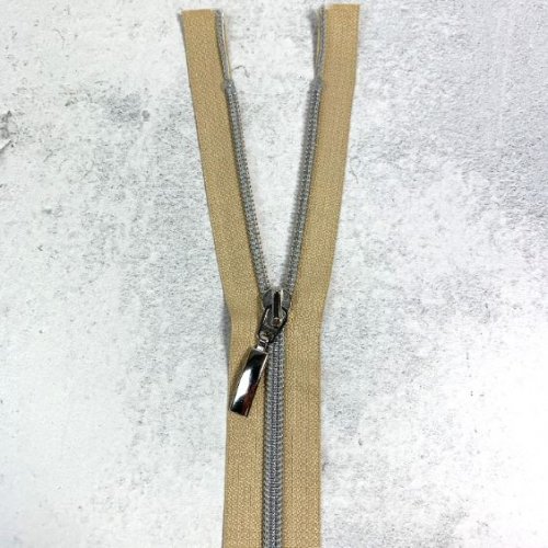 Reißverschluss - teilbar - 70 cm - beige/silbergrau metallisiert