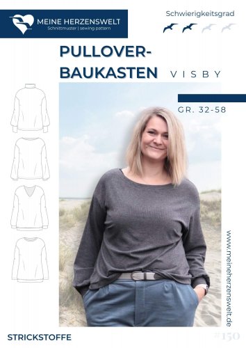 Papierschnittmuster - meine Visby - Pullover Baukasten - Damen - Herzenswelt